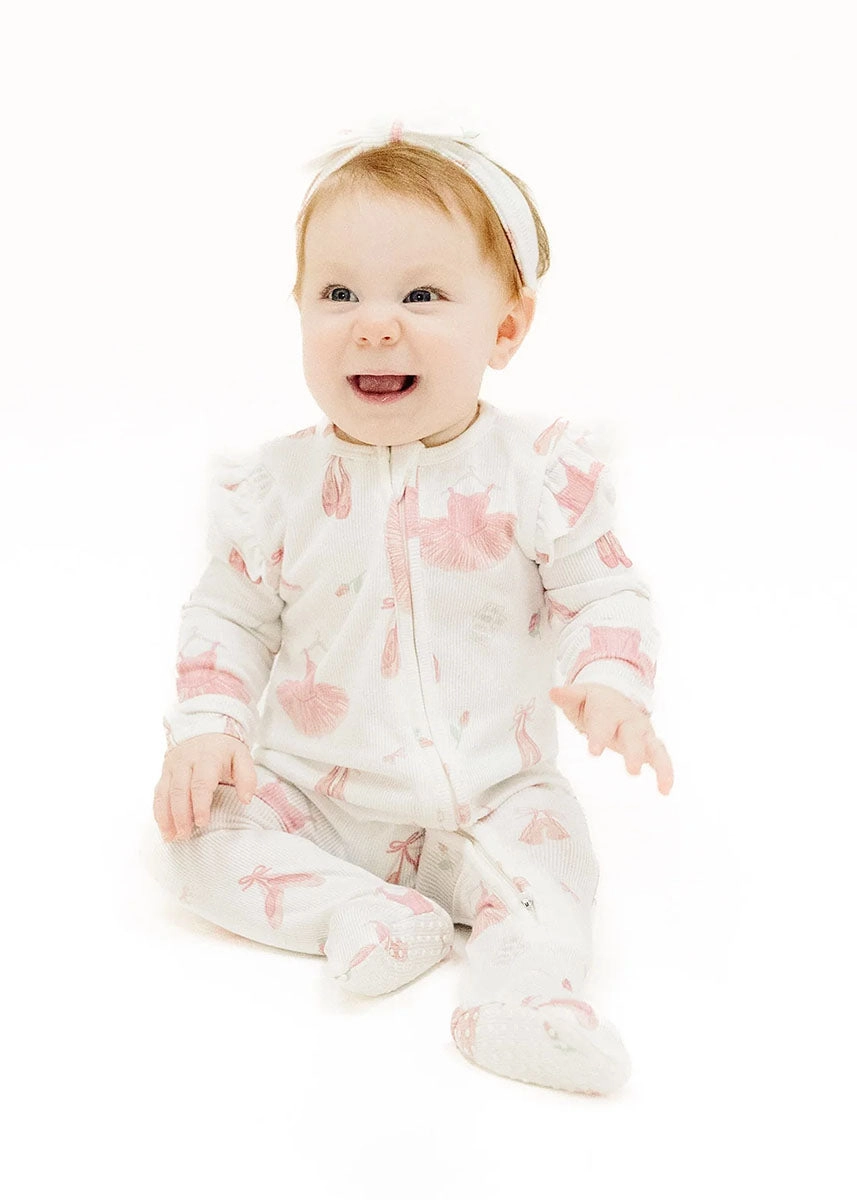 2-Way Ruffle Zipper Footie - Ballet Things