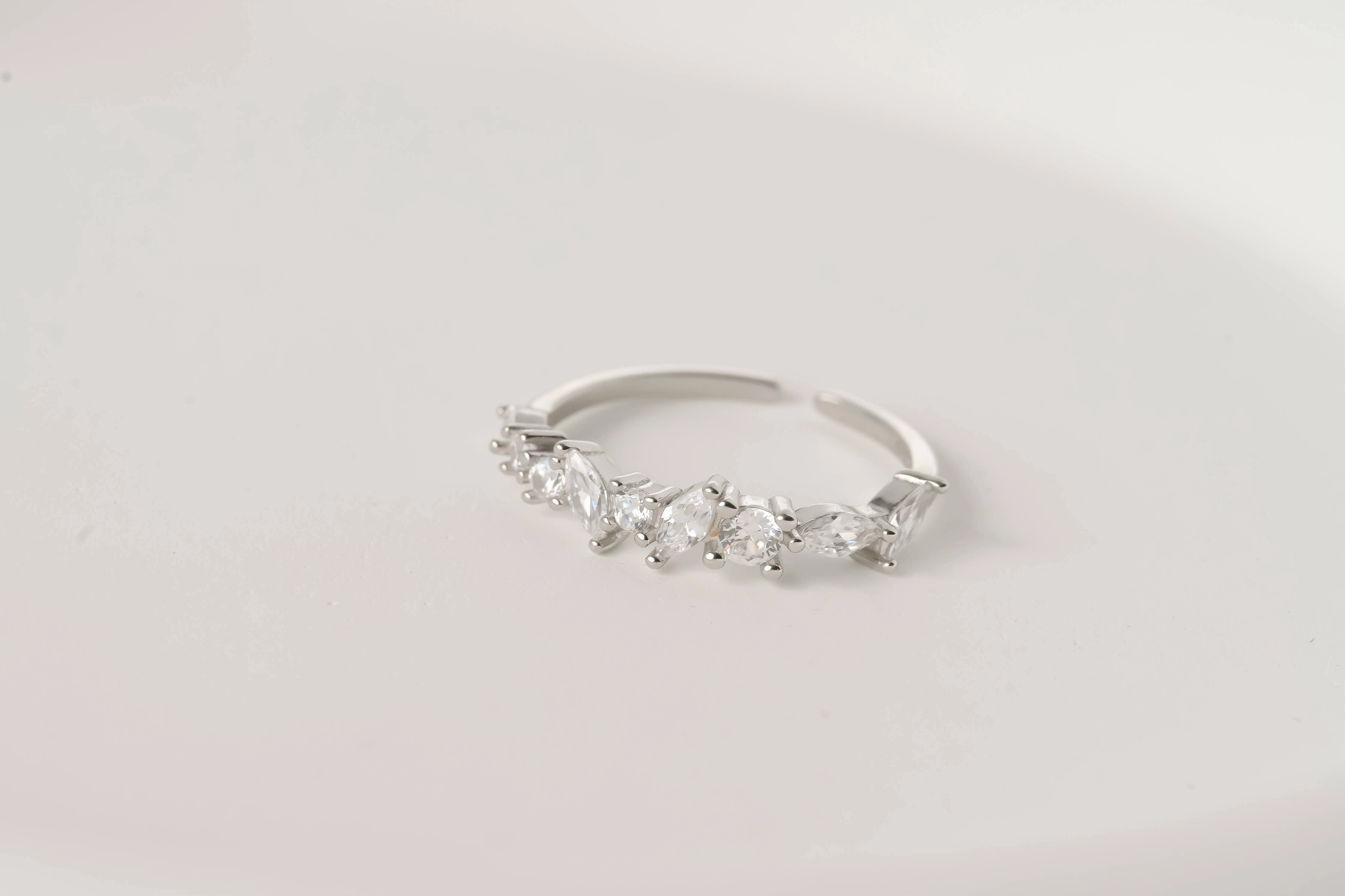 925 Silver Open Rings - Diamond Ring - Croissant Ring