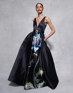 Arabella Taffeta Gown - Painterly Flower - SALE