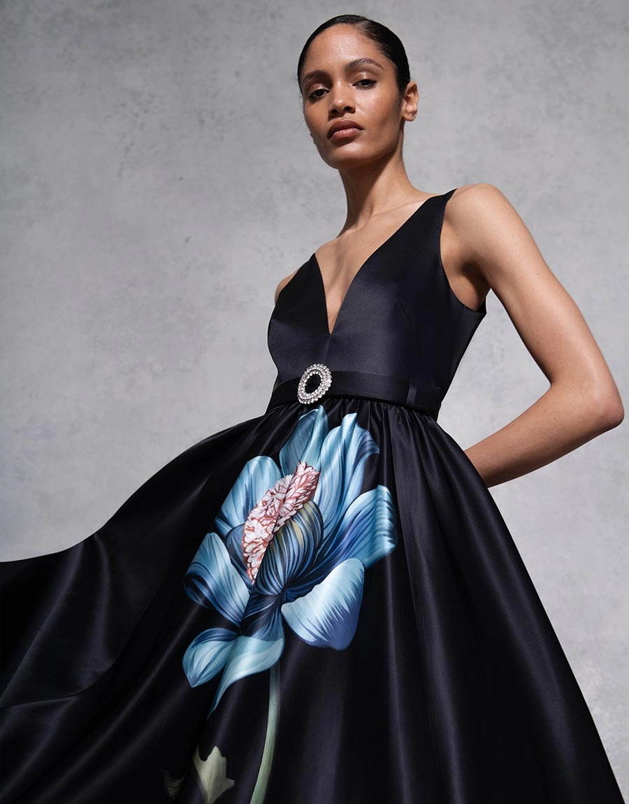 Arabella Taffeta Gown - Painterly Flower - SALE