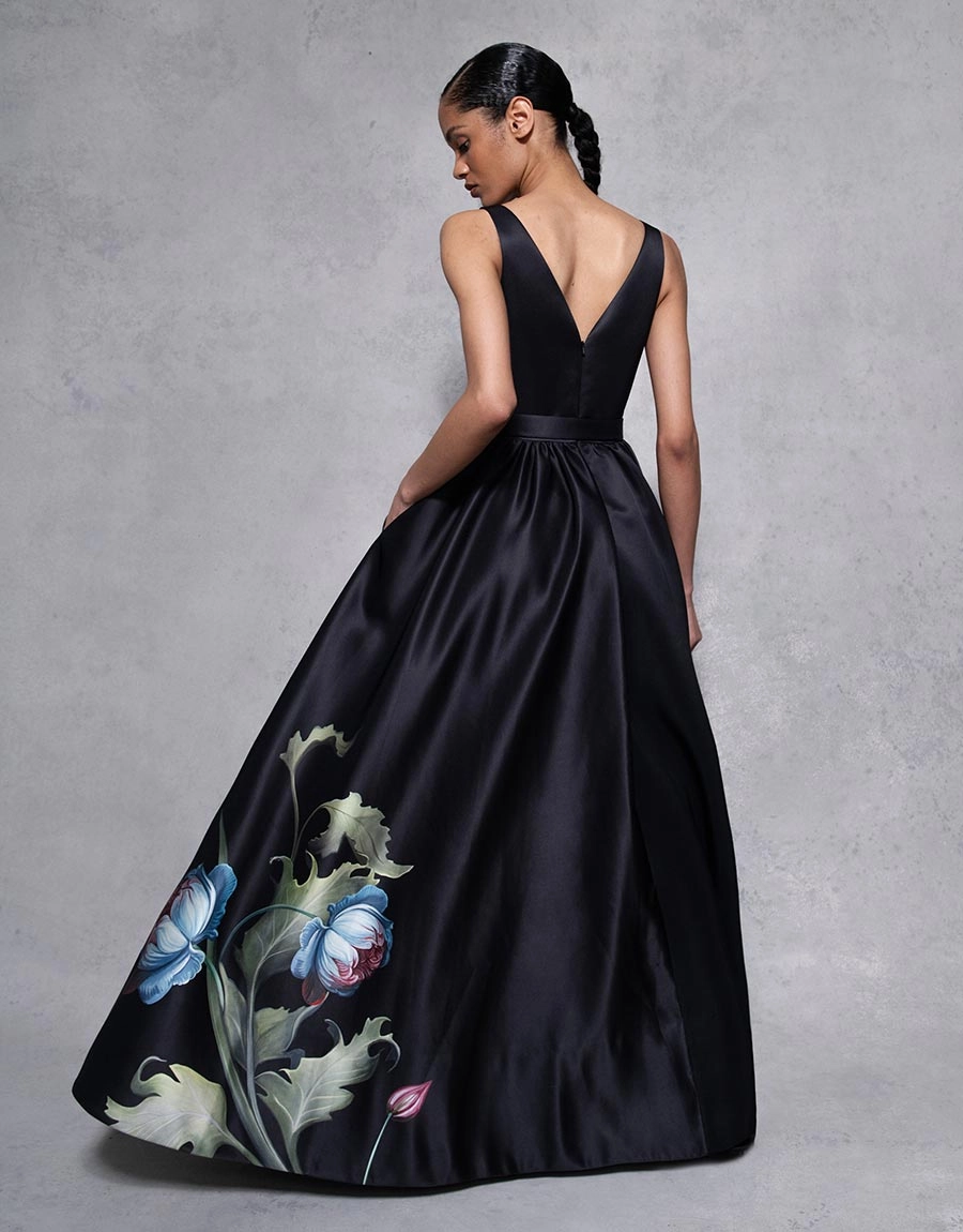 Arabella Taffeta Gown - Painterly Flower - SALE