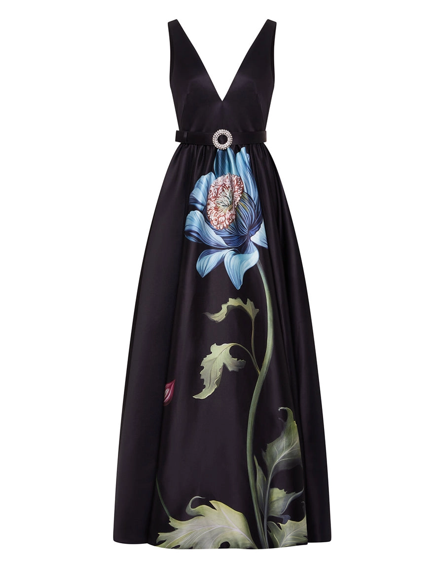 Arabella Taffeta Gown - Painterly Flower - SALE