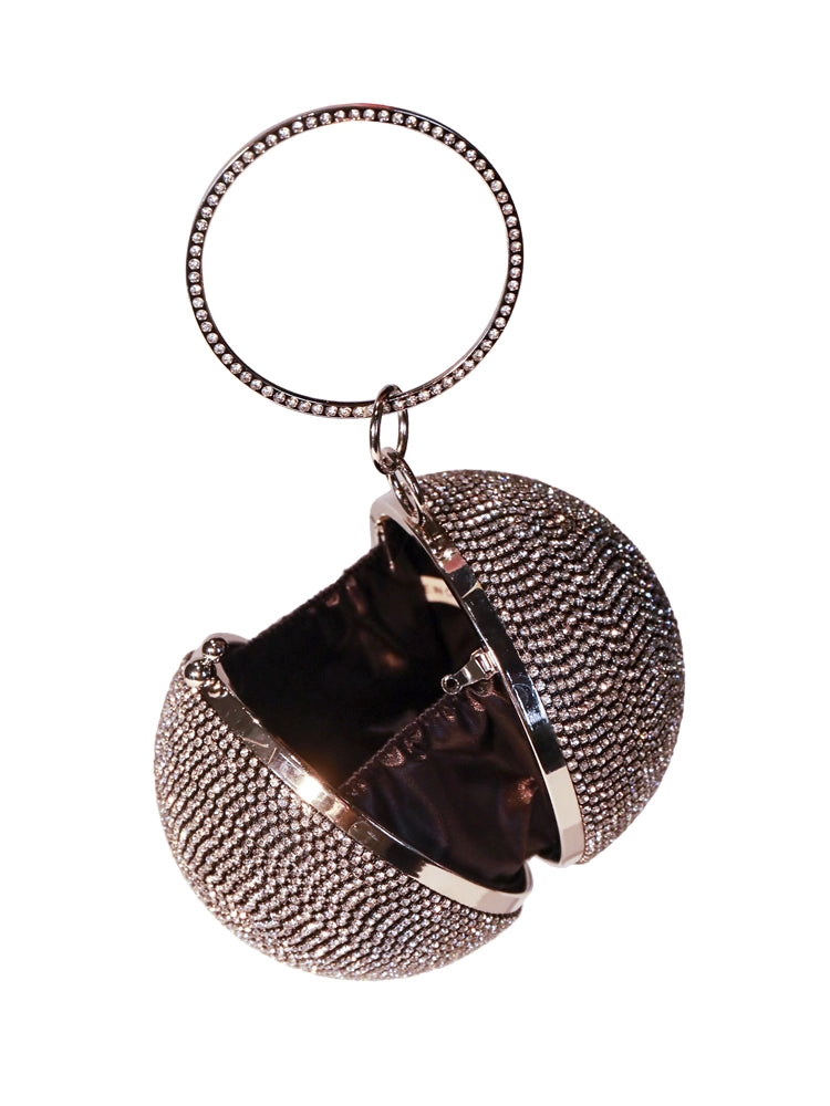 Ball Shape Clutch Purse Party Rhinestone Ring Handbag
