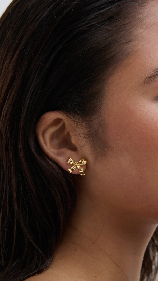 Bow Stud 18K Gold Plated Earrings - Gold