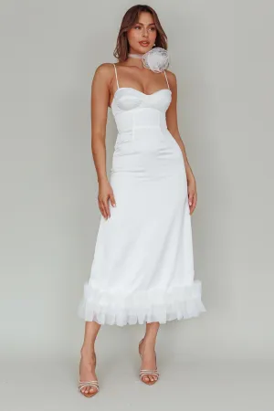 Buona Sera Hem Decoration Midi Dress White