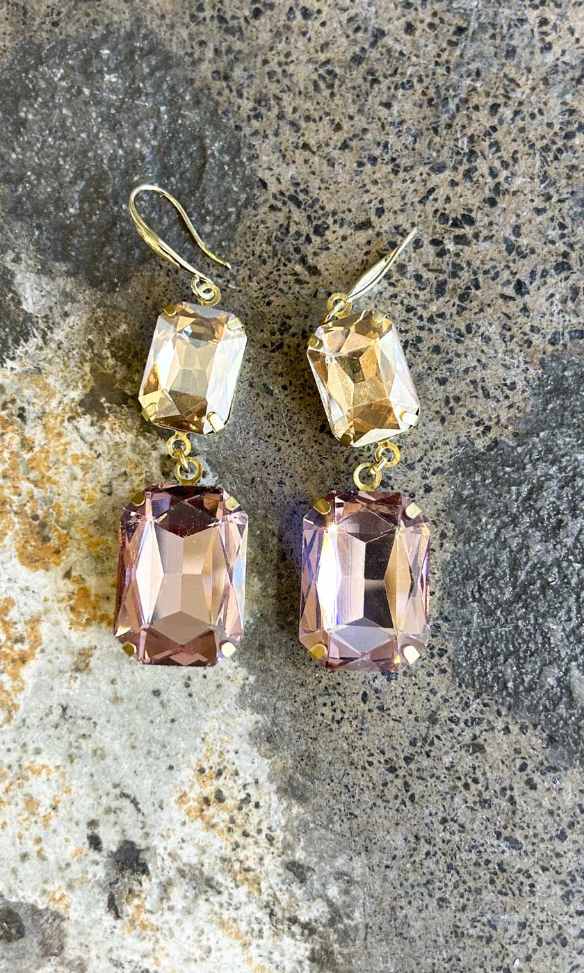 Champagne Rose Hook Earrings