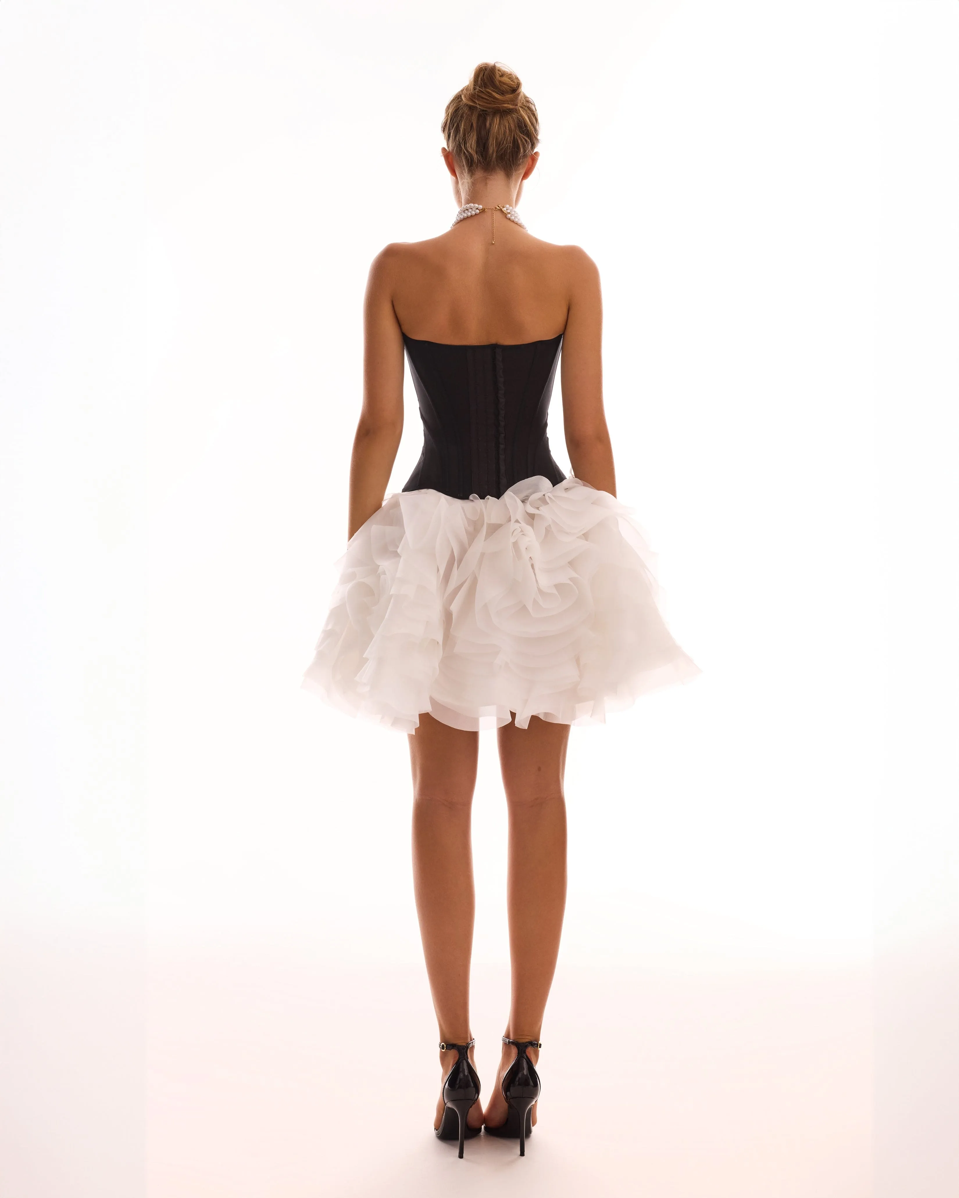 Chic low-waist black fitted corset, Midnight Walk