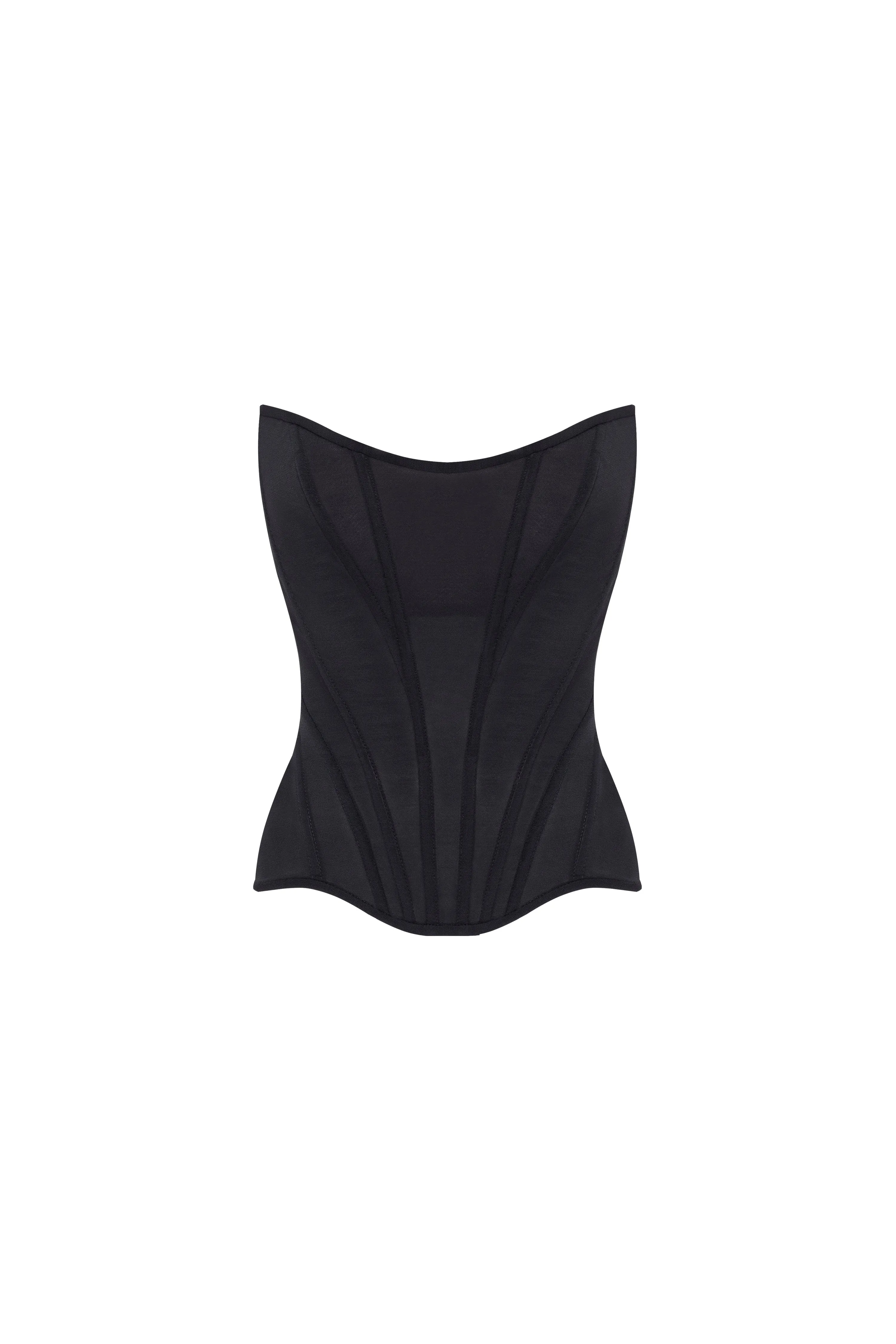 Chic low-waist black fitted corset, Midnight Walk