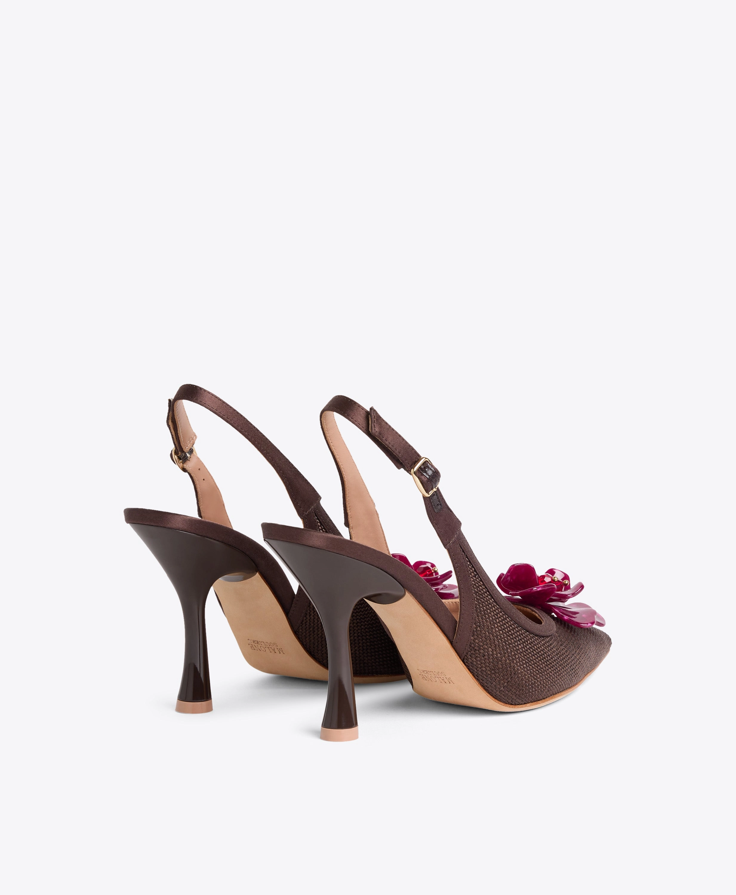 Chrissy 90 Dark Brown Raffia Slingbacks