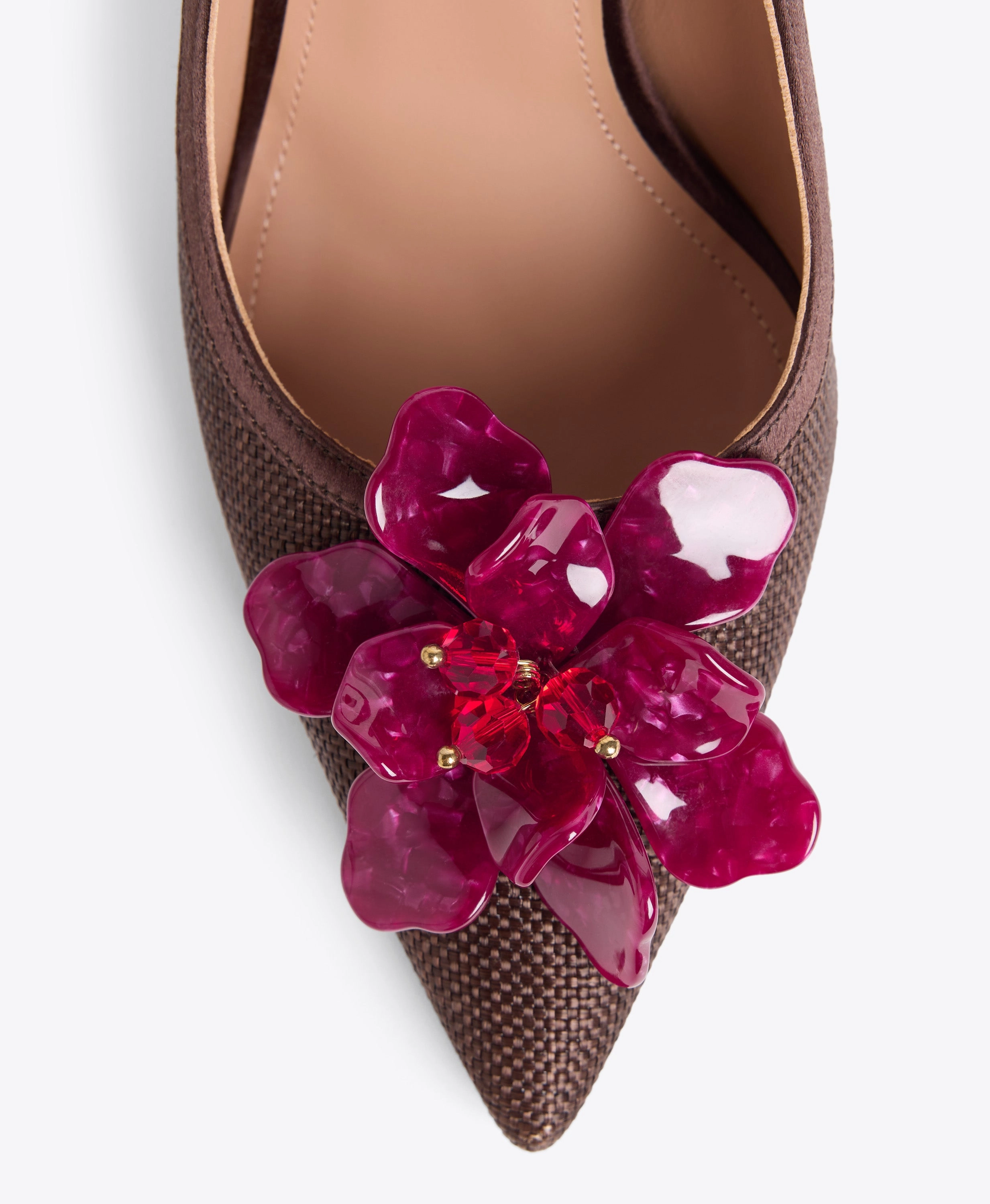 Chrissy 90 Dark Brown Raffia Slingbacks