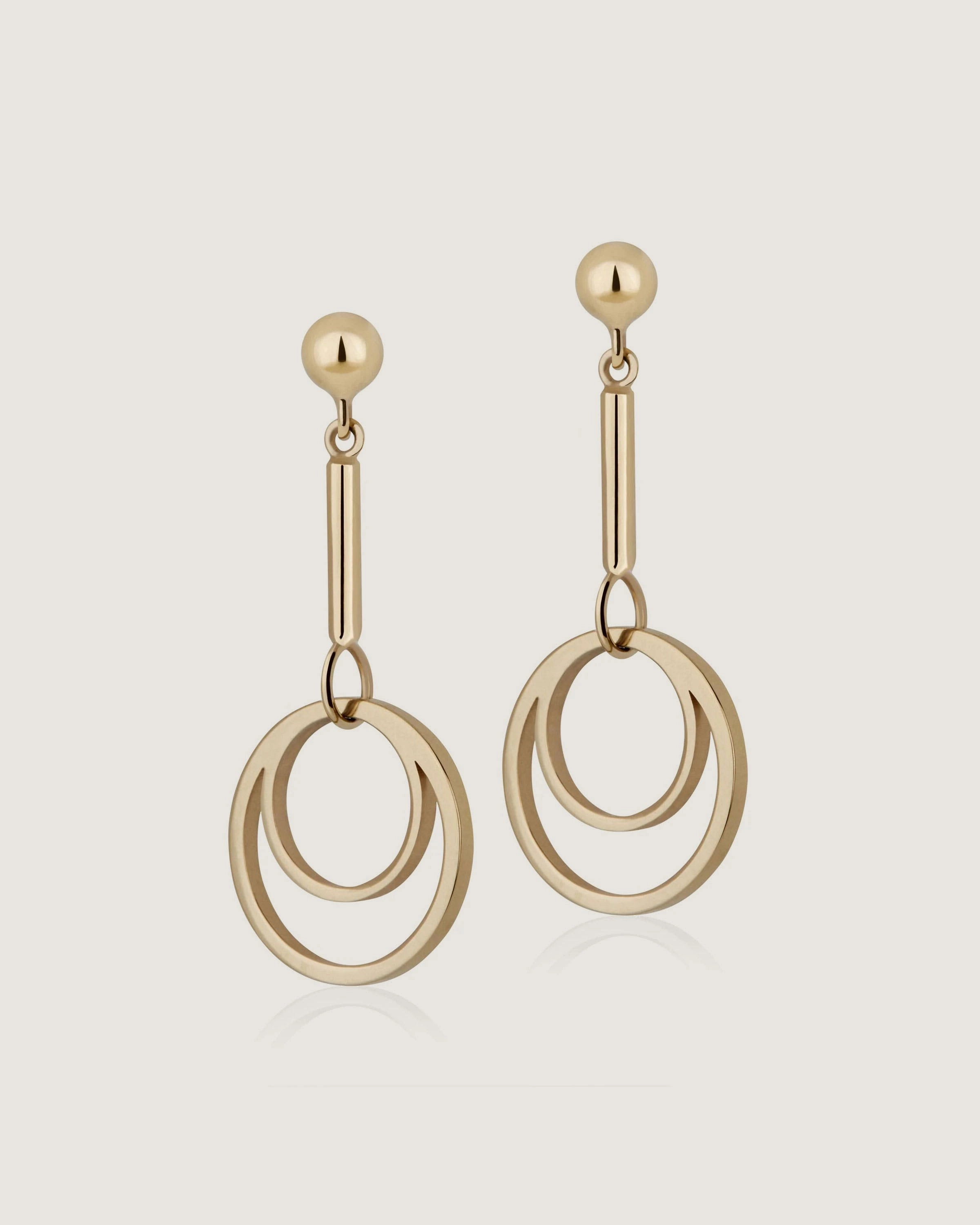 Circle Drop Earrings - 22 Carat Gold Gilded