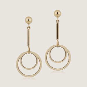 Circle Drop Earrings - 22 Carat Gold Gilded