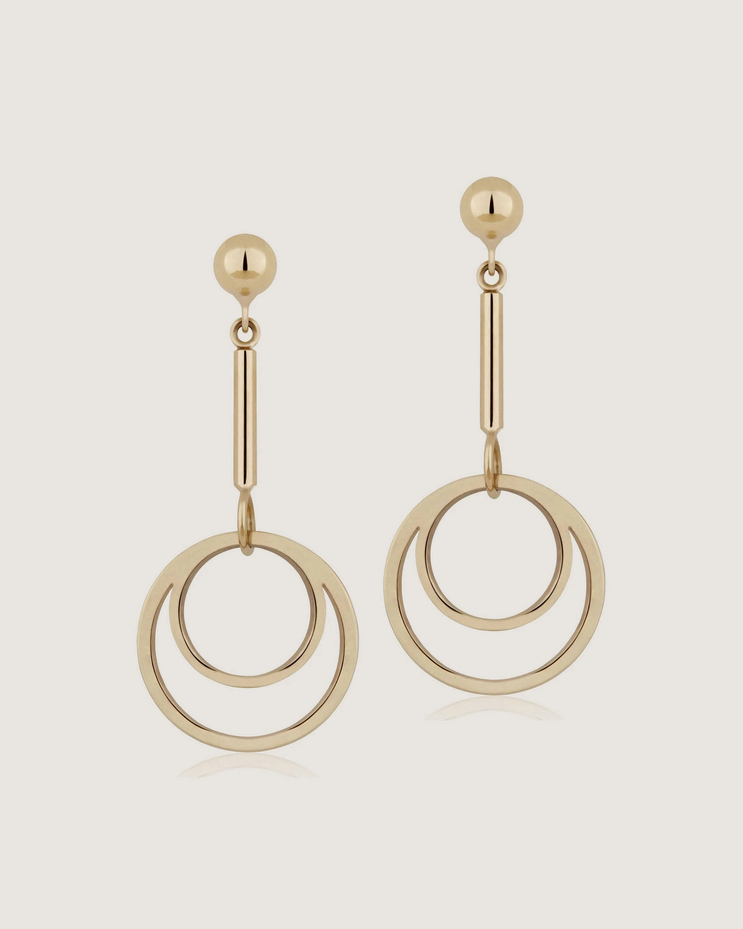 Circle Drop Earrings - 22 Carat Gold Gilded