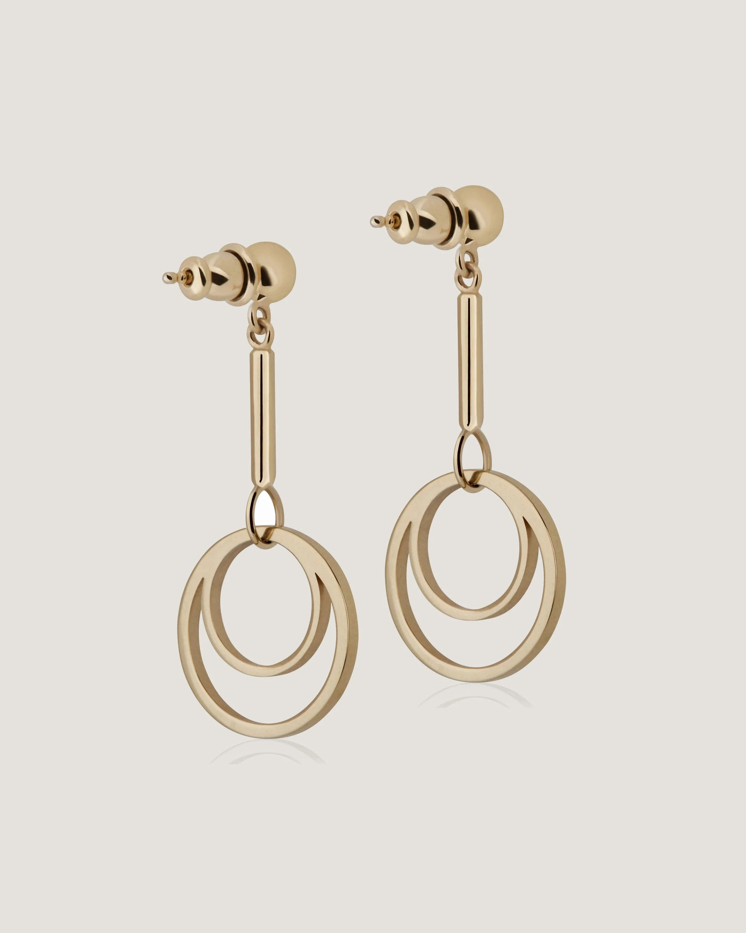 Circle Drop Earrings - 22 Carat Gold Gilded