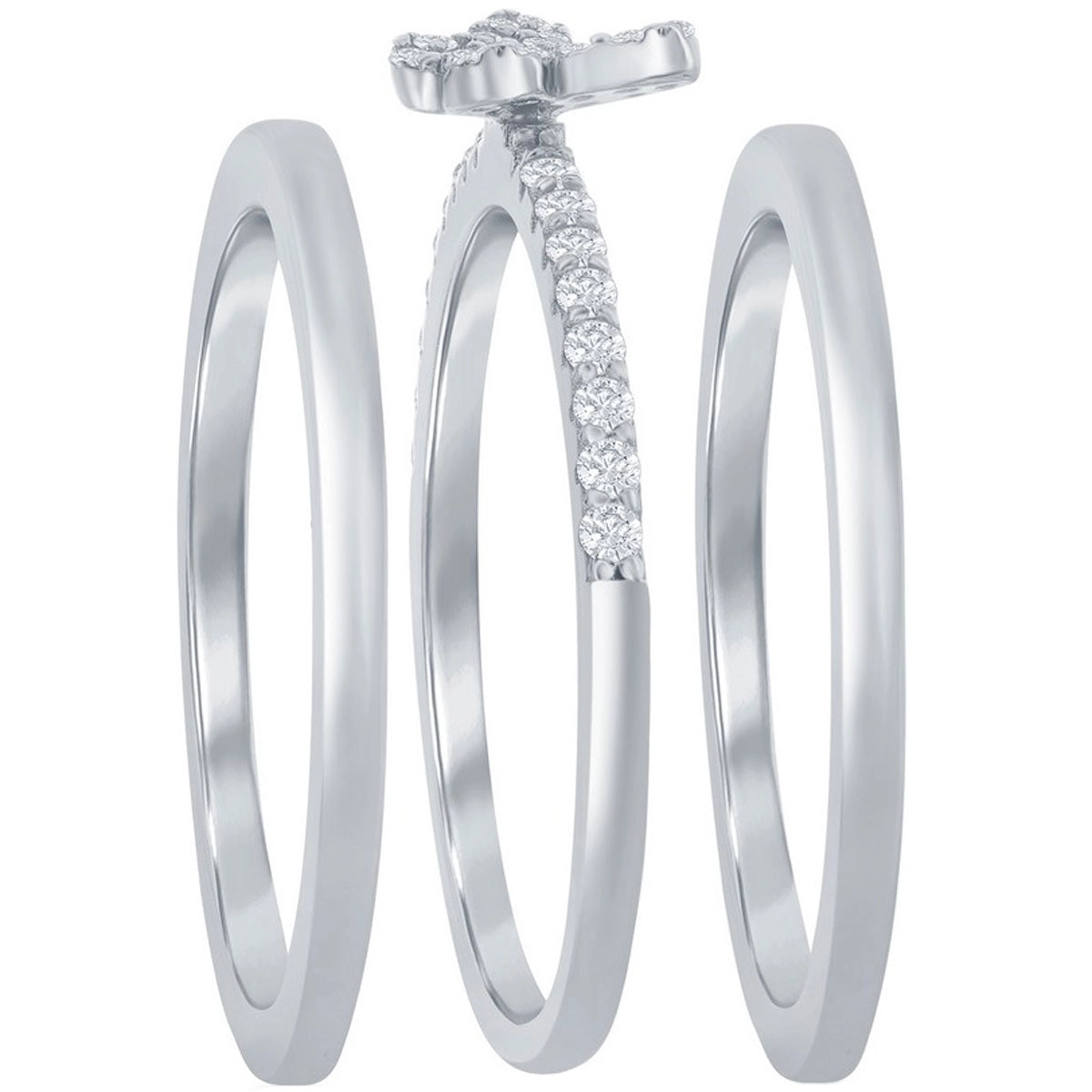 Classic Women's 3-pc Micro Pave CZ Butterfly Ring - W-2691
