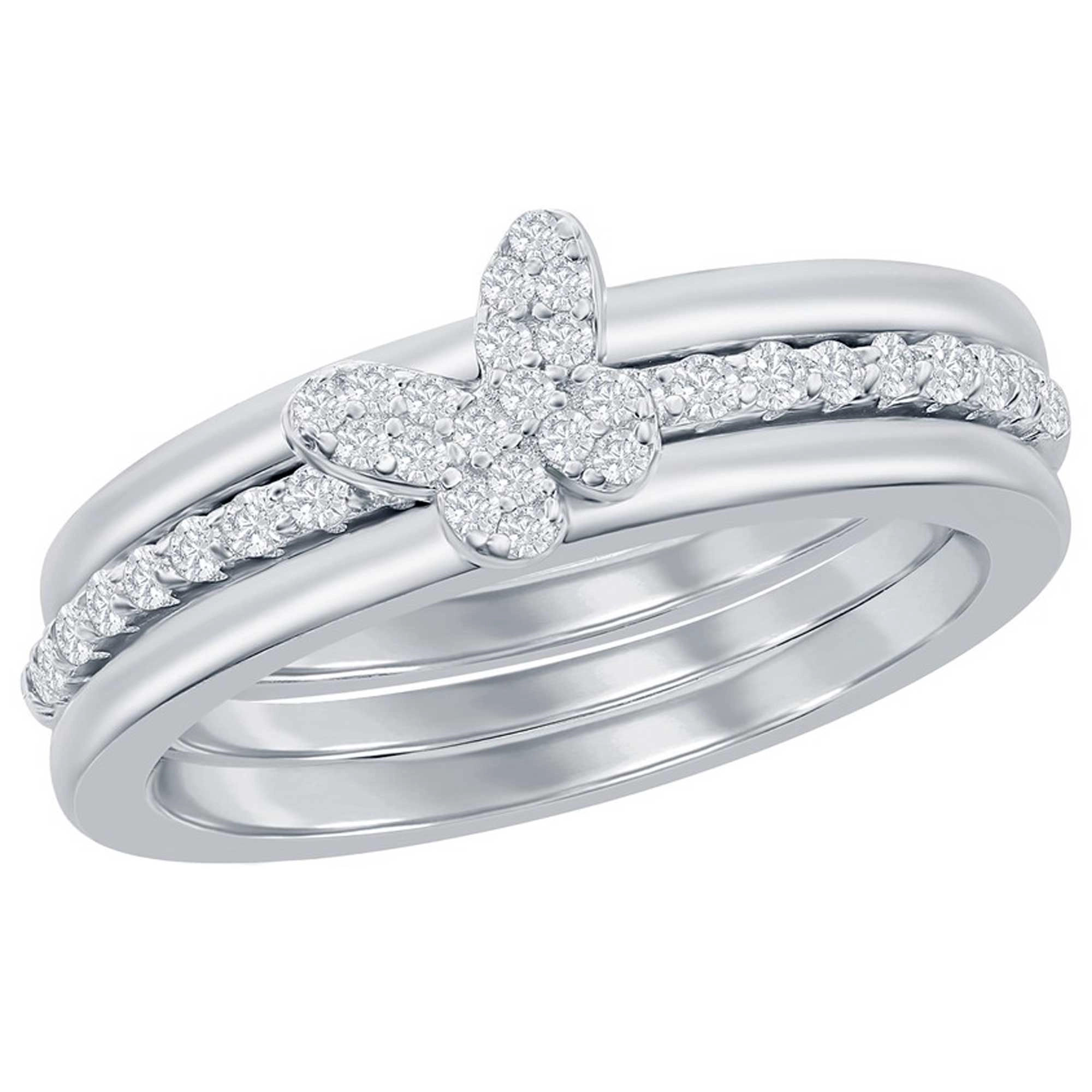 Classic Women's 3-pc Micro Pave CZ Butterfly Ring - W-2691