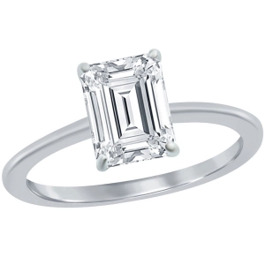 Classic Women's 4-Prong 8mm Emerald-Cut CZ Ring - W-2850