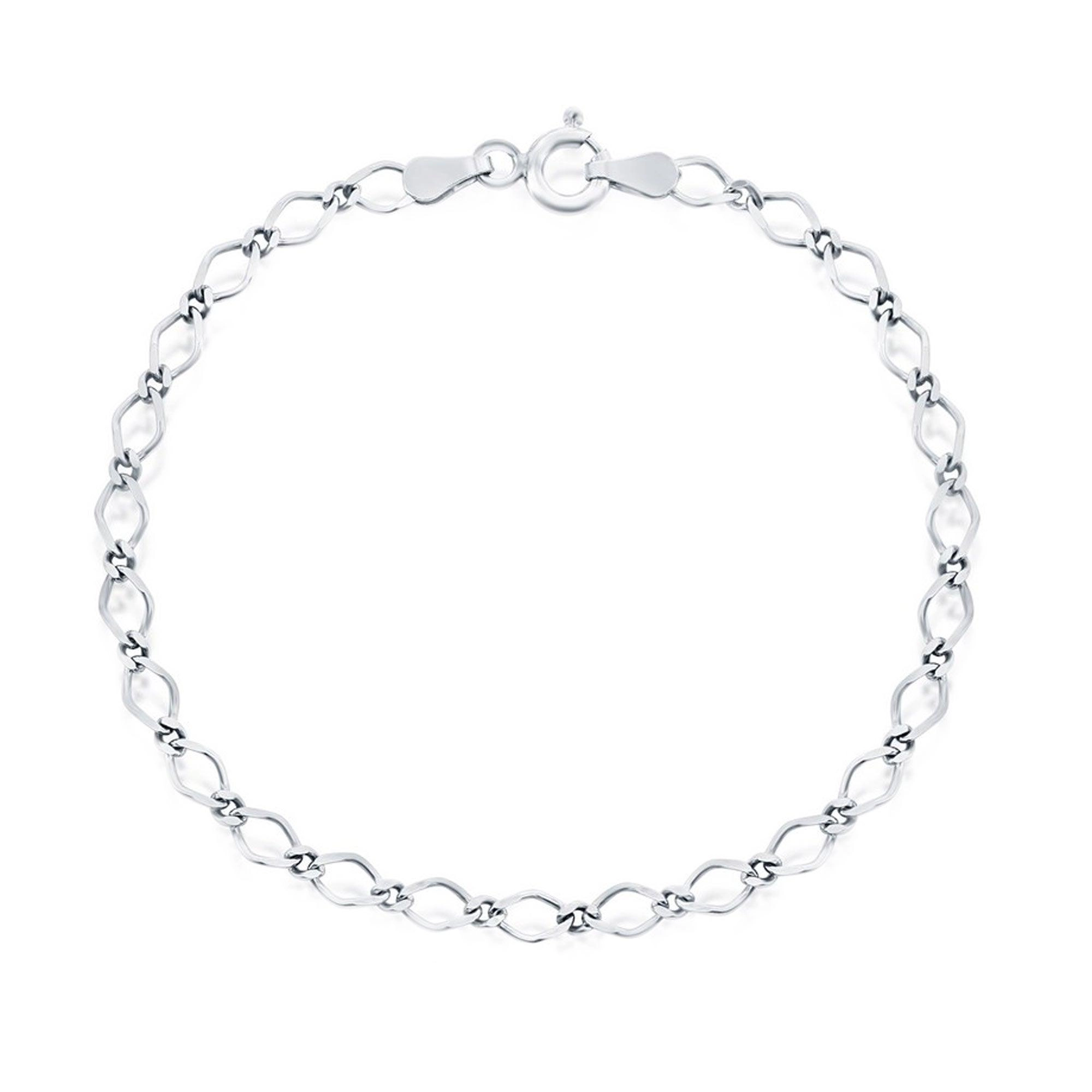 Classic Women's Bracelet - Sterling Silver Flat Linked Spring Clasp, 7 Inch | Q-5342-7