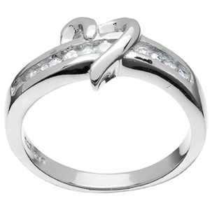 Classic Women's Center Heart Thin Line CZ Ring - W-8968