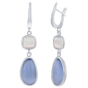 Classic Women's Earring - Irregular Blue Gray and Light Gray Cat's Eye | SMD-7331