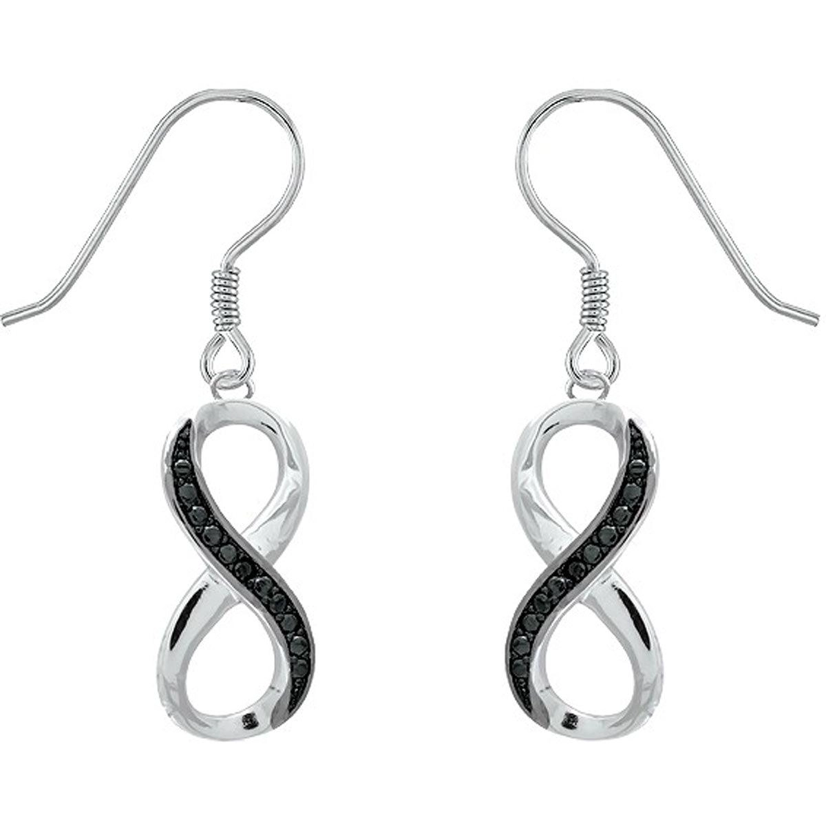 Classic Women's Earrings - Black Diamond Pave Infinity French Wire Closure | D-4705