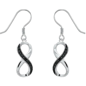 Classic Women's Earrings - Black Diamond Pave Infinity French Wire Closure | D-4705