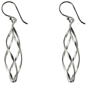 Classic Women's Earrings - Sterling Silver Long Twisted French Wire Closure | A-1914