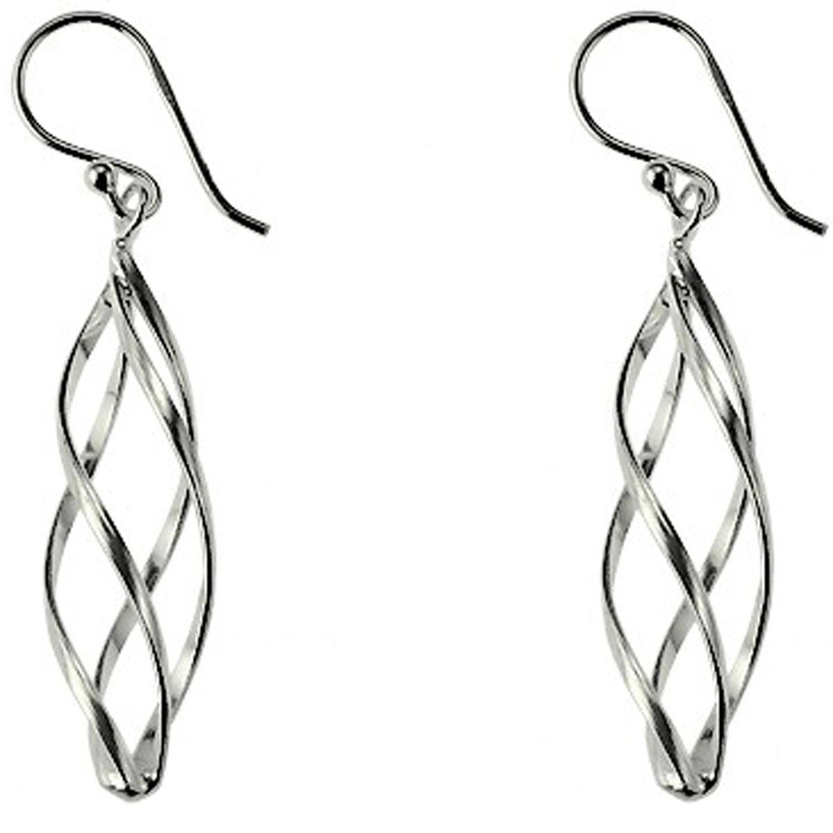 Classic Women's Earrings - Sterling Silver Long Twisted French Wire Closure | A-1914