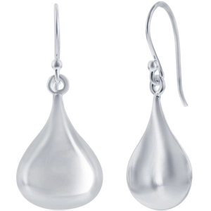 Classic Women's Earrings - Sterling Silver Teardrop Shape French Wire Closure | A-1165