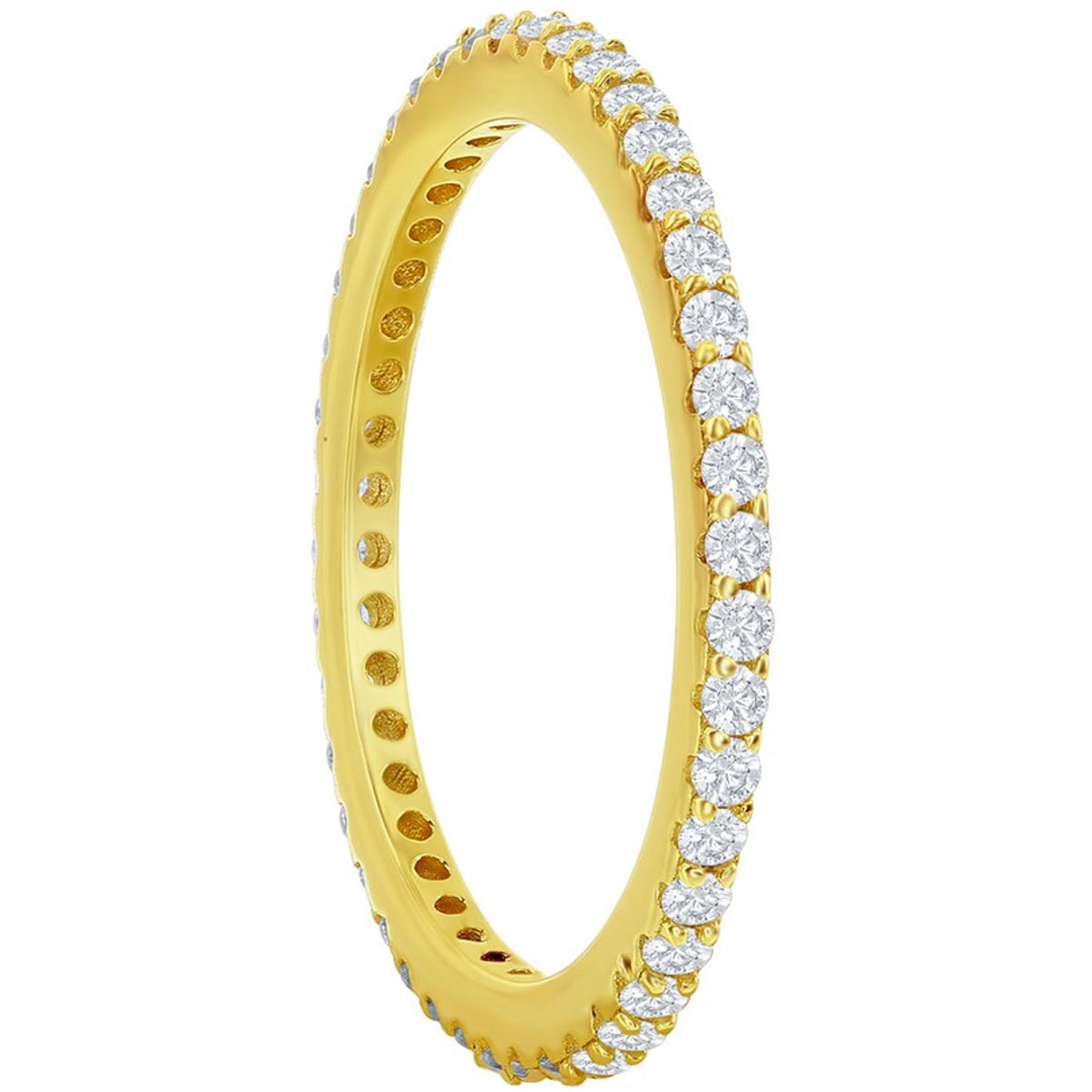 Classic Women's Gold 1.5mm White CZ Band Ring - W-2782