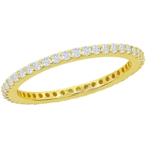 Classic Women's Gold 1.5mm White CZ Band Ring - W-2782