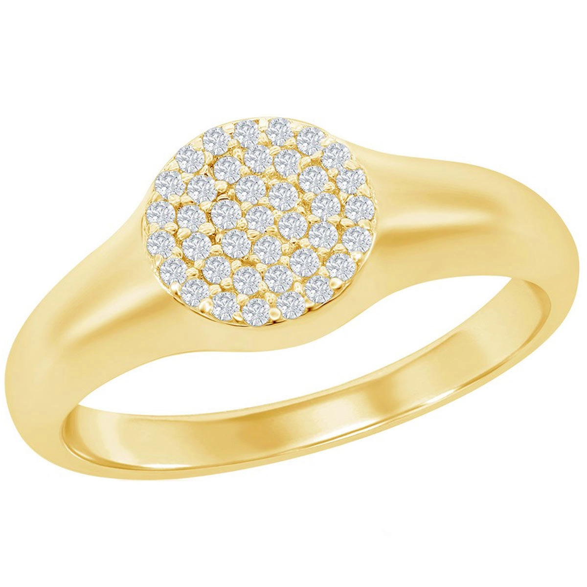 Classic Women's Gold Micro Pave CZ Round Ring - W-2774