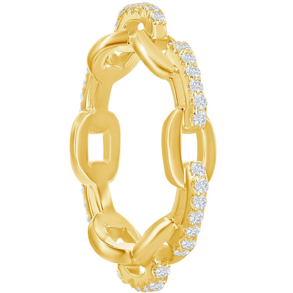 Classic Women's Gold Plated CZ Paperclip Ring - W-2665