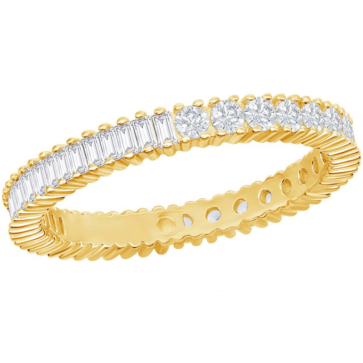 Classic Women's Gold Round and Baguette CZ Ring - W-2686