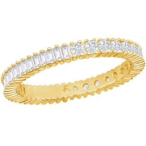 Classic Women's Gold Round and Baguette CZ Ring - W-2686