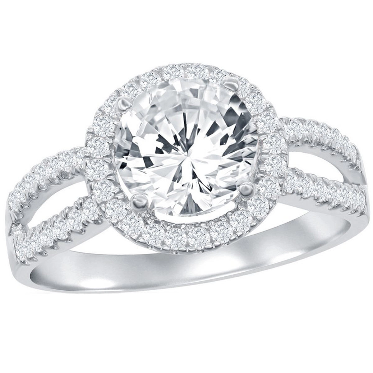 Classic Women's Halo Style CZ Engagement Ring - W-9893
