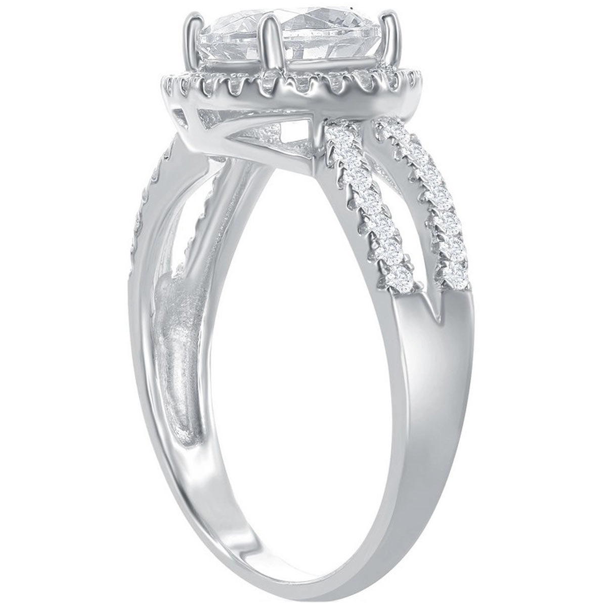 Classic Women's Halo Style CZ Engagement Ring - W-9893