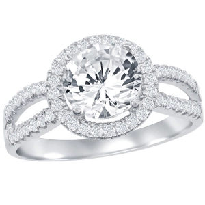 Classic Women's Halo Style CZ Engagement Ring - W-9893