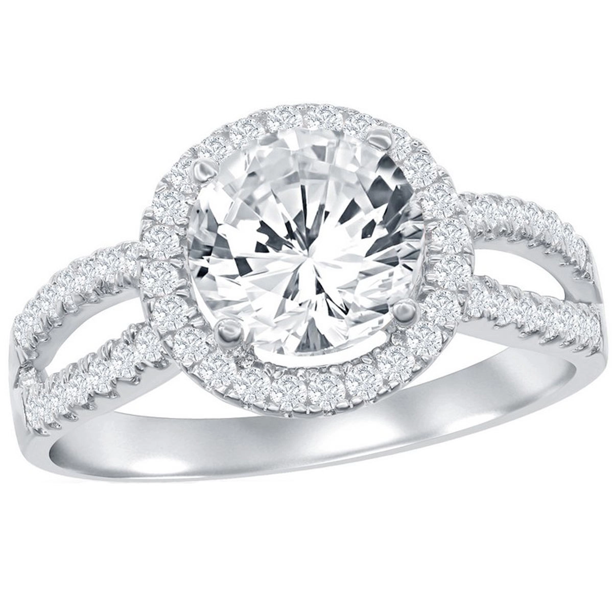 Classic Women's Halo Style CZ Engagement Ring - W-9893