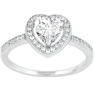 Classic Women's Heart CZ and Micro Pave Ring - W-9309