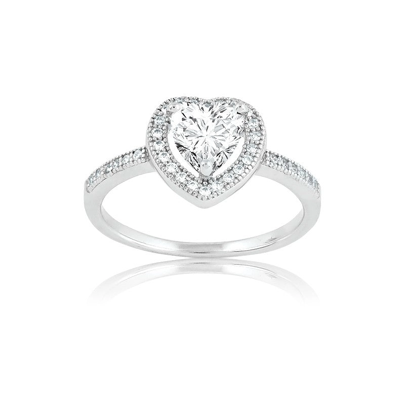 Classic Women's Heart CZ and Micro Pave Ring - W-9309