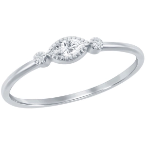 Classic Women's Marquise and Bezel-Set CZ Ring - W-2743