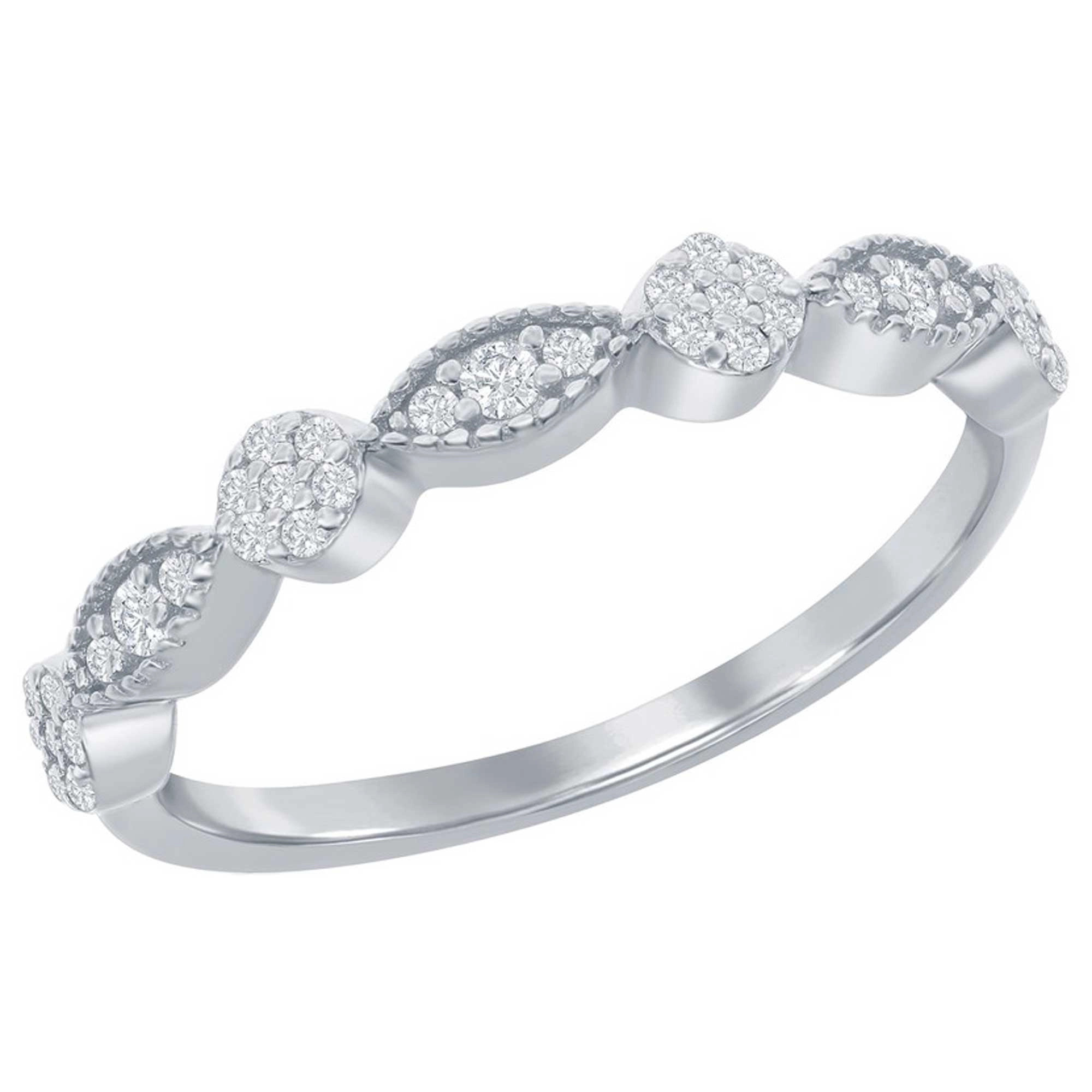 Classic Women's Micro Pave CZ Half Eternity Ring - W-2776