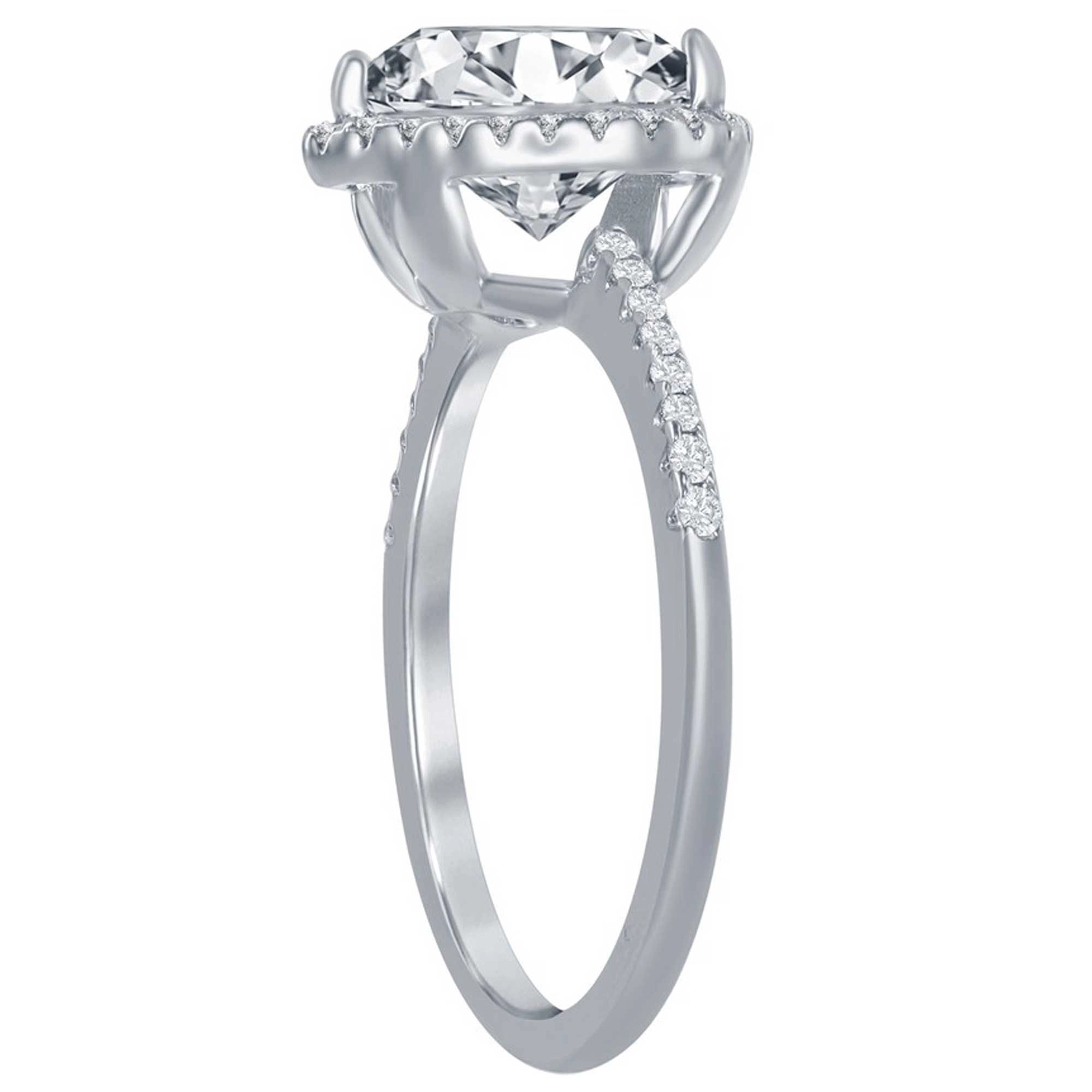 Classic Women's Pear-Shaped Halo Pave Band Ring - W-2849