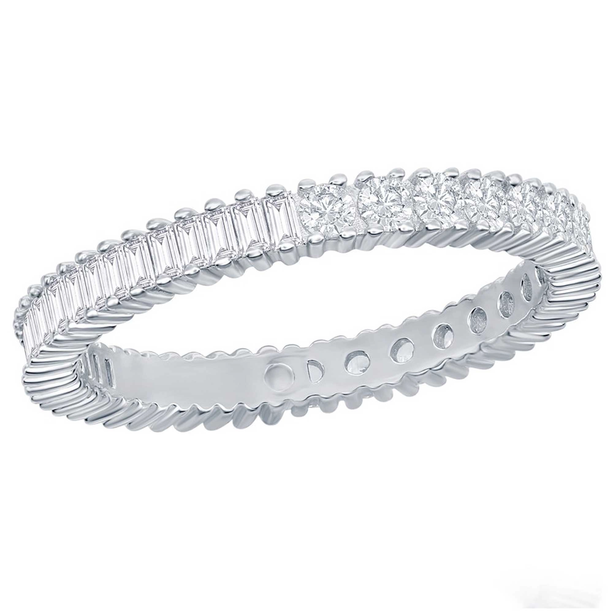Classic Women's Round and Baguette CZ Band Ring - W-2673