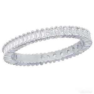 Classic Women's Round and Baguette CZ Band Ring - W-2673