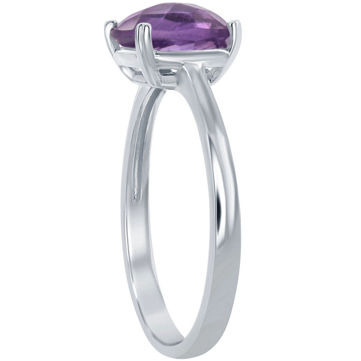 Classic Women's Silver Cushion-cut Amethyst Ring - W-1483