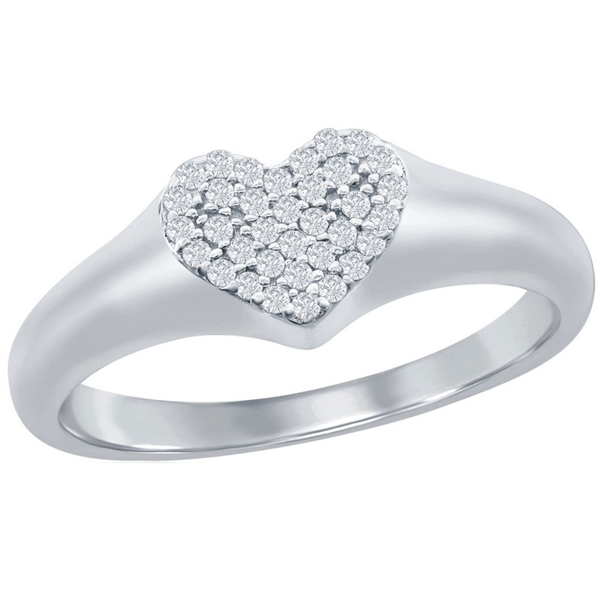 Classic Women's Silver Micro Pave CZ Heart Ring - W-2770