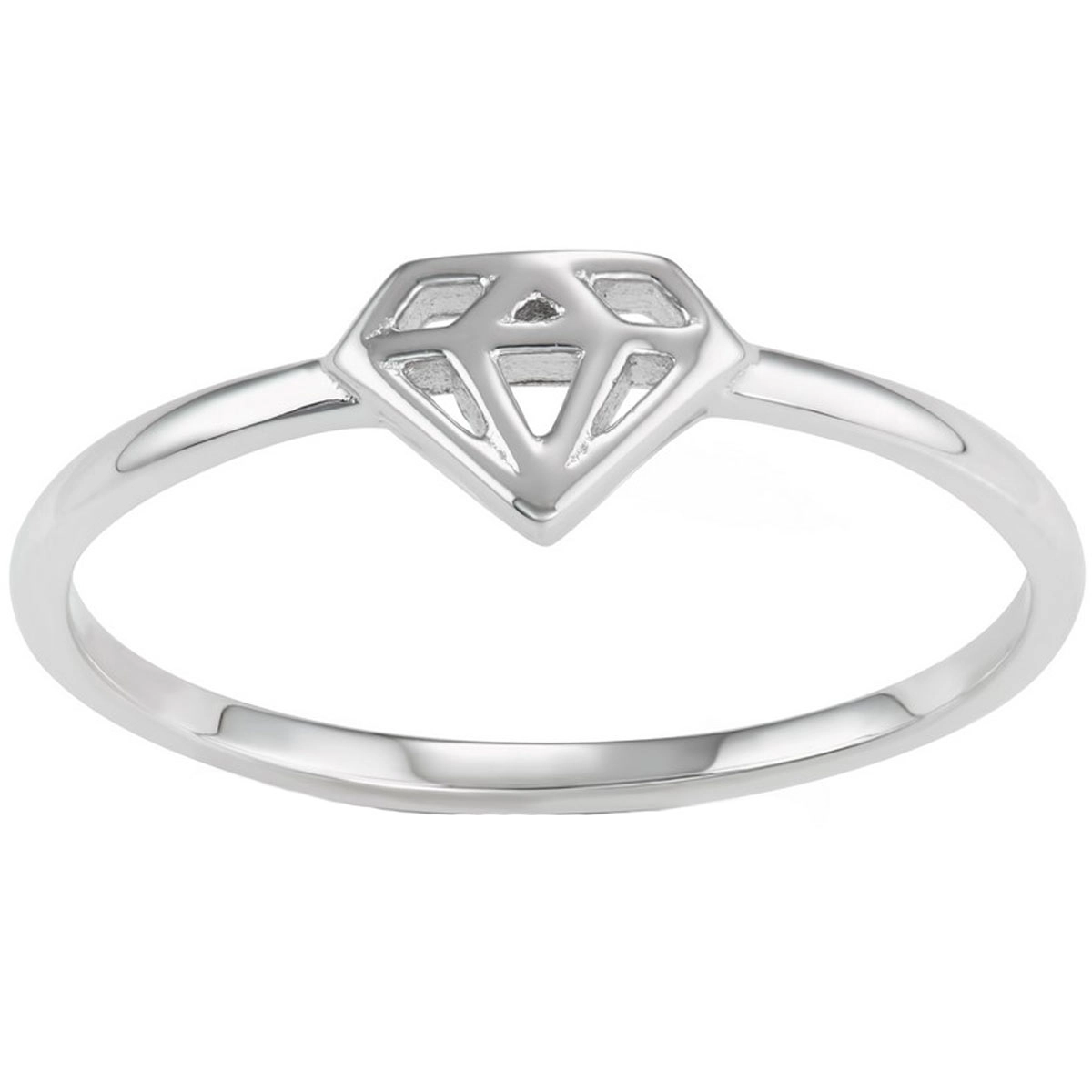 Classic Women's Silver Tone Diamond Shaped Ring - W-1605