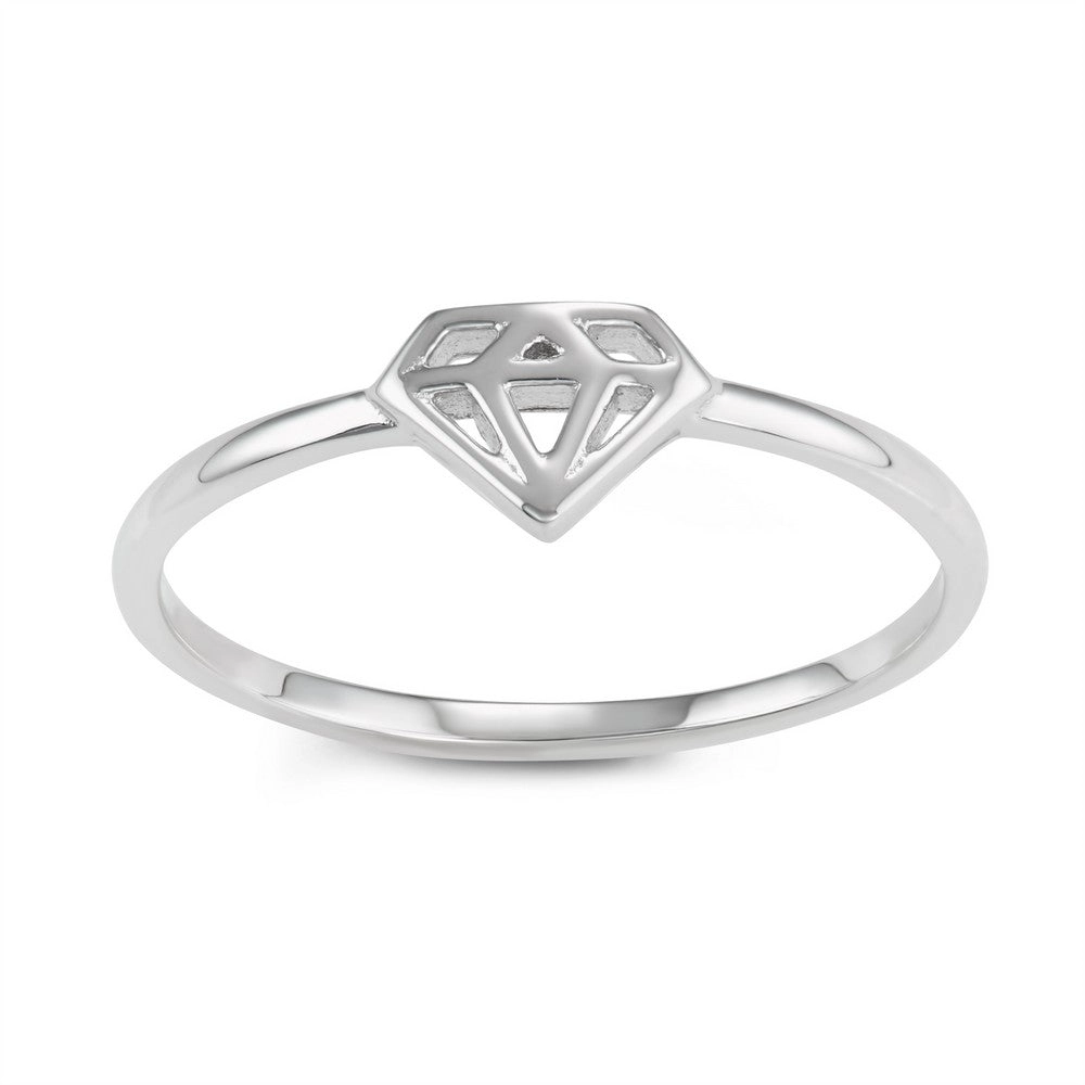 Classic Women's Silver Tone Diamond Shaped Ring - W-1605